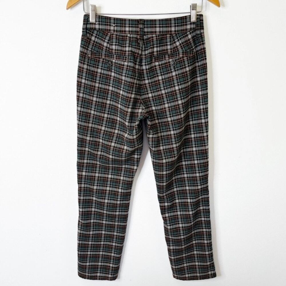 American Eagle Women's Super Hi-Rise Skinny Trouser Pants 2 Tartan Plaid Green - Picture 6 of 12